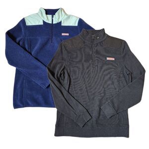 Vineyard Vines Women’s Small Quarter‑Zip Pullover Bundle – 2 Blue Tops